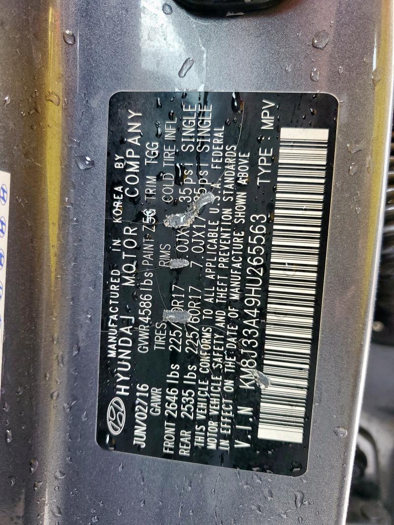 2017 HYUNDAI TUCSON LIM - KM8J33A49HU265563