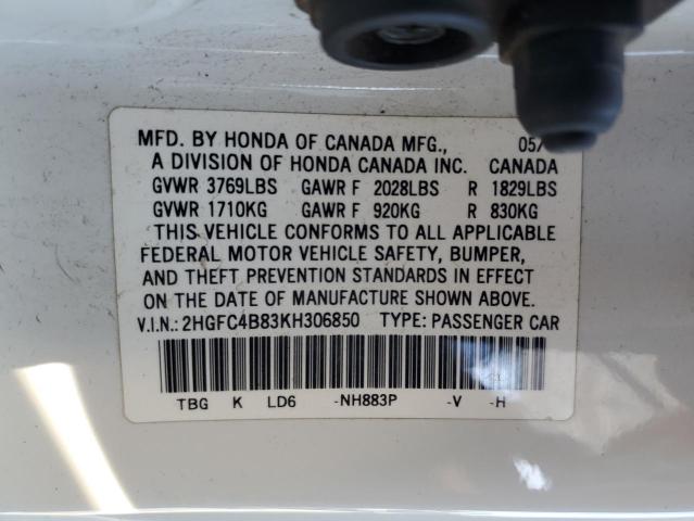 2019 HONDA CIVIC SPOR - 2HGFC4B83KH306850