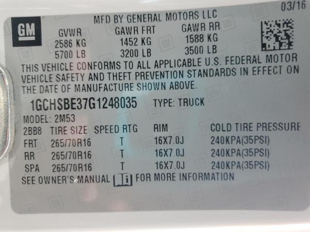 2016 CHEVROLET COLORADO - 1GCHSBE37G1248035