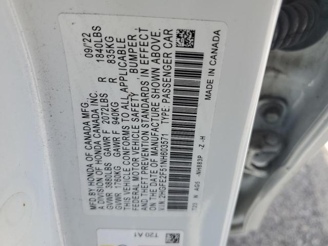 2022 HONDA CIVIC SPOR - 2HGFE2F51NH603571