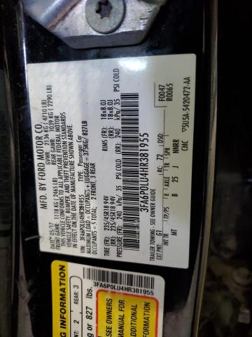2017 FORD FUSION SE - 3FA6P0LU4HR381955