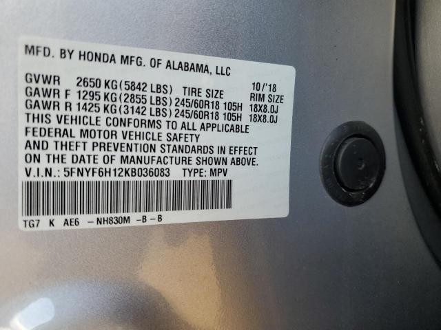 2019 HONDA PILOT LX - 5FNYF6H12KB036083
