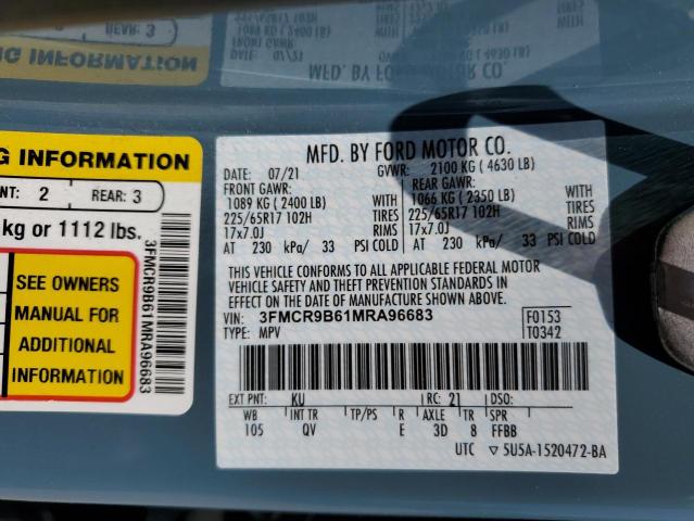 2021 FORD BRONCO SPO - 3FMCR9B61MRA96683