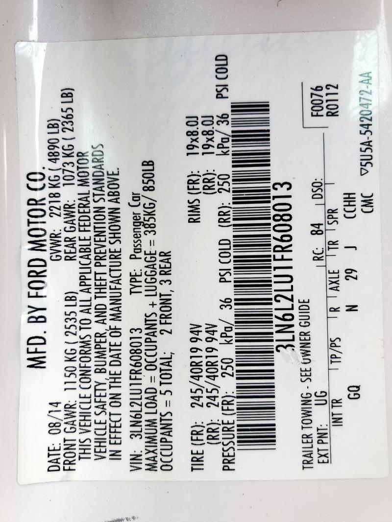 2015 LINCOLN MKZ HYBRID 3LN6L2LU1FR608013