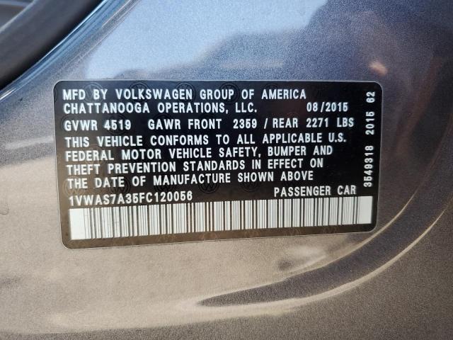 2015 VOLKSWAGEN PASSAT S - 1VWAS7A35FC120056