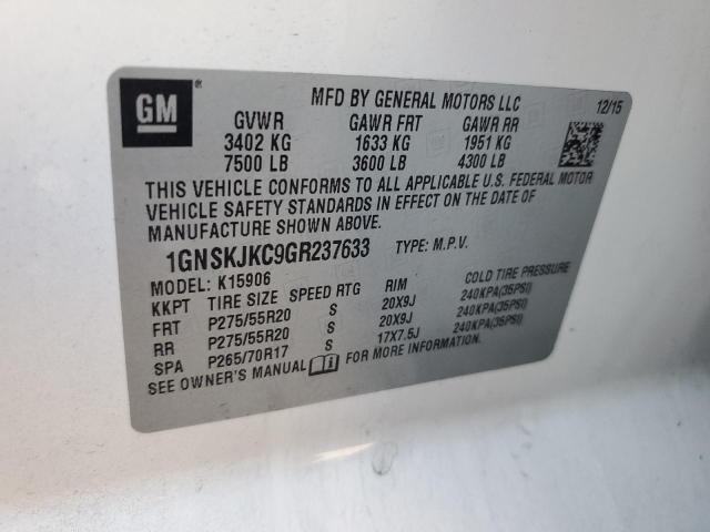 2016 CHEVROLET SUBURBAN K 1GNSKJKC9GR237633