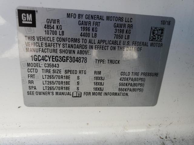 2016 CHEVROLET SILVERADO - 1GC4CYEG3GF304878