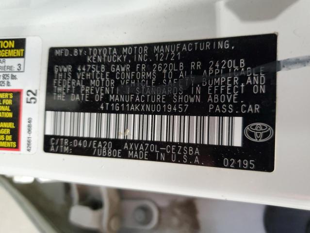 2022 TOYOTA CAMRY SE - 4T1G11AKXNU019457