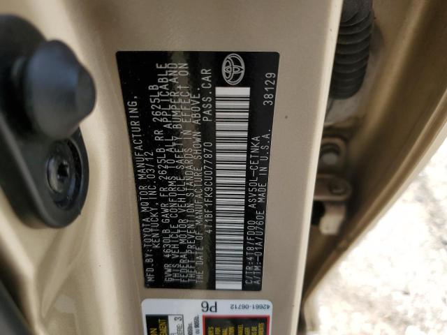 2012 TOYOTA CAMRY BASE - 4T1BF1FK9CU077870
