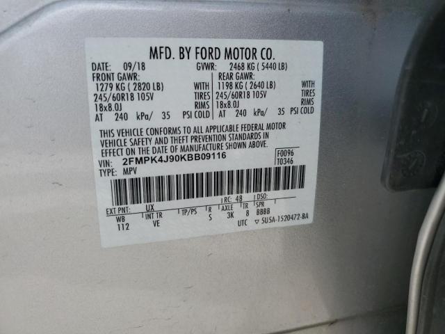 2019 FORD EDGE SEL - 2FMPK4J90KBB09116