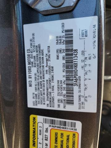 2019 FORD FUSION SE - 3FA6P0HD4KR113438