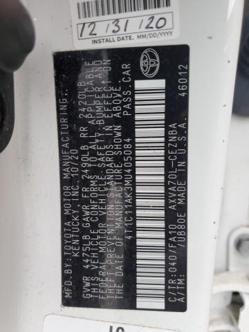 2021 TOYOTA CAMRY LE - 4T1C11AK3MU405084