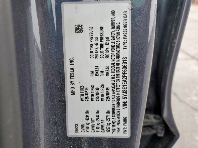 2023 TESLA MODEL 3 5YJ3E1EA2PF606918