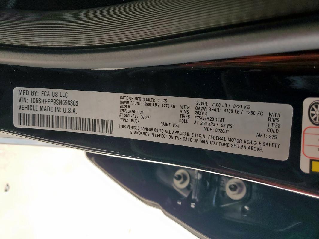 2025 RAM 1500 BIG H - 1C6SRFFP9SN698305