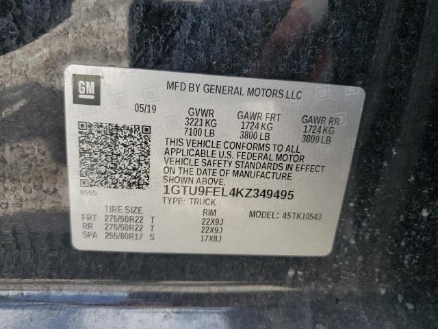 2019 GMC SIERRA K15 - 1GTU9FEL4KZ349495