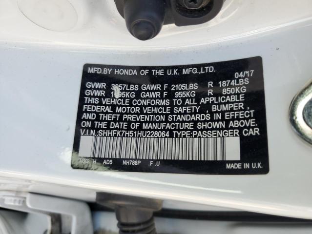 2017 HONDA CIVIC EX - SHHFK7H51HU228064