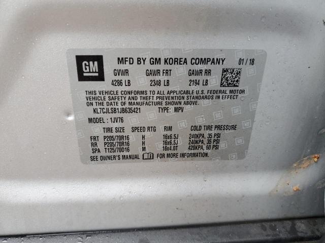 2018 CHEVROLET TRAX 1LT - KL7CJLSB1JB635421