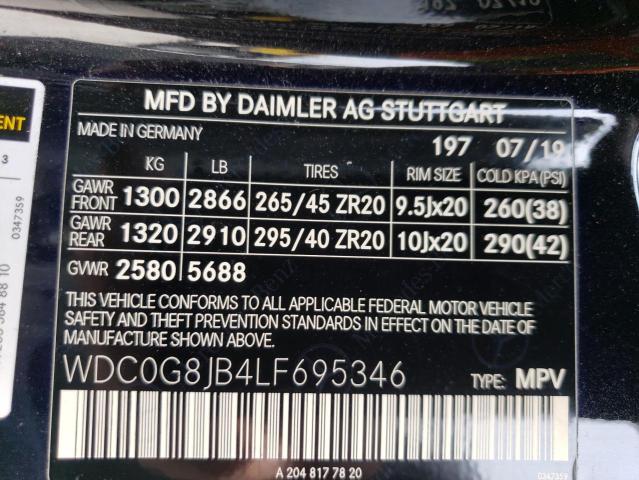 2020 MERCEDES-BENZ GLC 63 4MA WDC0G8JB4LF695346