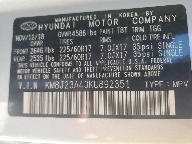 2019 HYUNDAI TUCSON SE KM8J23A43KU892351