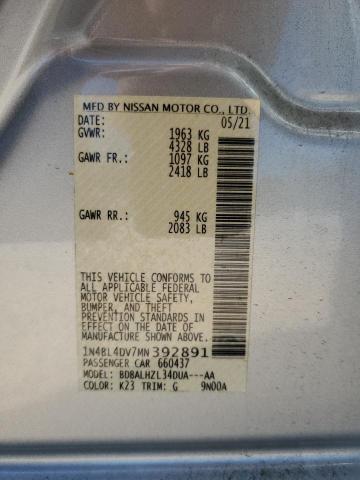 2021 NISSAN ALTIMA SV - 1N4BL4DV7MN392891