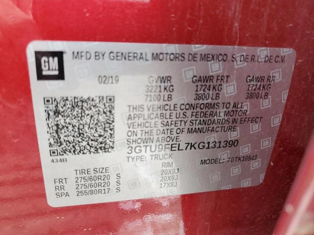 2019 GMC SIERRA K15 - 3GTU9FEL7KG131390
