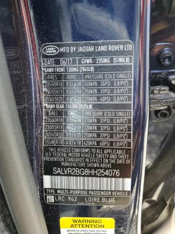 2017 LAND ROVER RANGE ROVE - SALVR2BG8HH254076