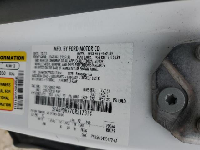 2016 FORD FUSION SE - 3FA6P0H77GR317314