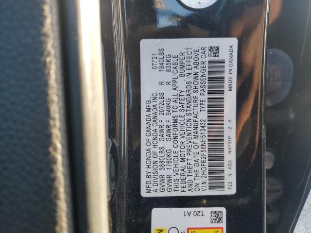 2022 HONDA CIVIC SPOR - 2HGFE2F58NH513432