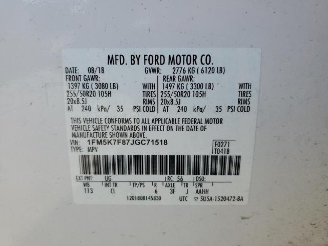 2018 FORD EXPLORER L - 1FM5K7F87JGC71518