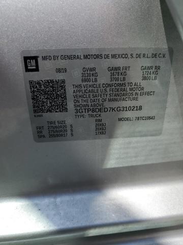 2019 GMC SIERRA C15 - 3GTP8DED7KG310218