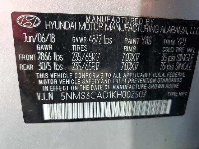 2019 HYUNDAI SANTA FE S - 5NMS3CAD1KH002507