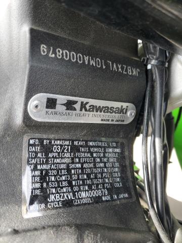 2021 KAWASAKI ZX1002 L JKBZXVL10MA000879