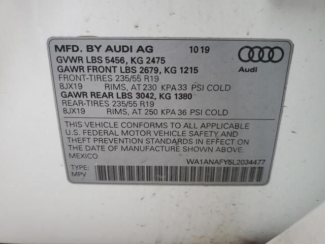 2020 AUDI Q5 PREMIUM WA1ANAFY5L2034477