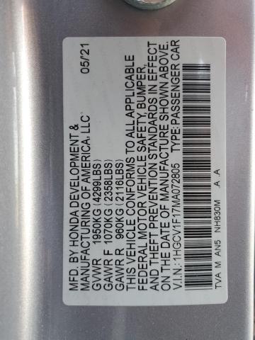 2021 HONDA ACCORD LX - 1HGCV1F17MA072805