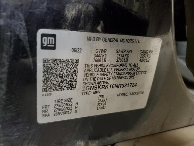 2022 CHEVROLET TAHOE K150 - 1GNSKRKT6NR331724