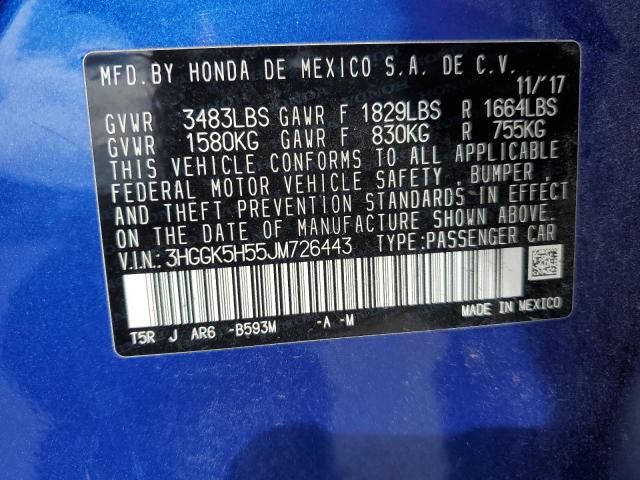 2018 HONDA FIT LX 3HGGK5H55JM726443
