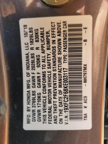 2019 HONDA CIVIC LX - 19XFC2F68KE003117