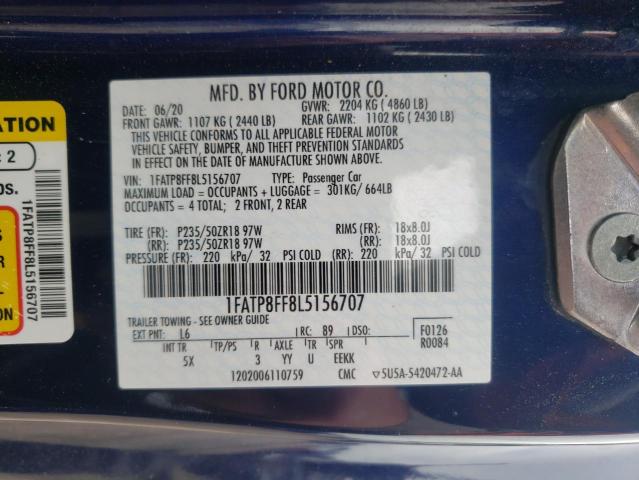 2020 FORD MUSTANG GT - 1FATP8FF8L5156707