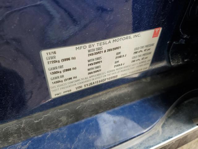 2016 TESLA MODEL S - 5YJSA1E44GF169988