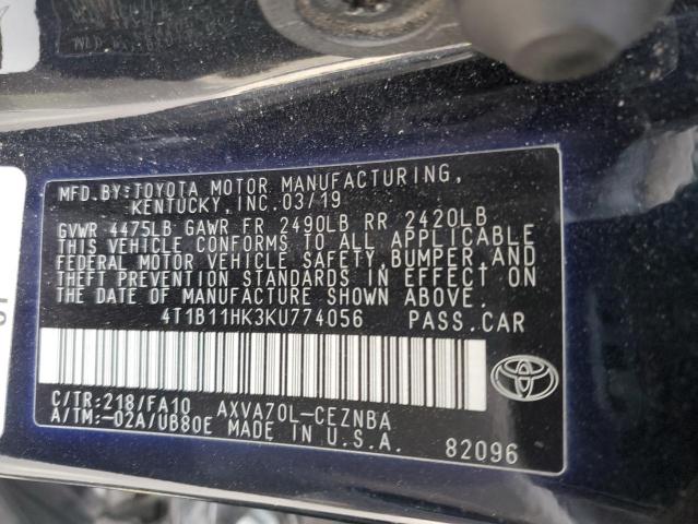 2019 TOYOTA CAMRY L - 4T1B11HK3KU774056