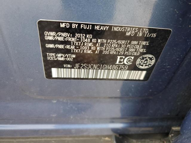 2016 SUBARU FORESTER 2 - JF2SJCNC1GH486759