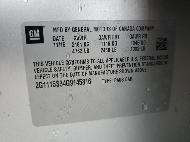 2016 CHEVROLET IMPALA LT 2G1115S34G9145816