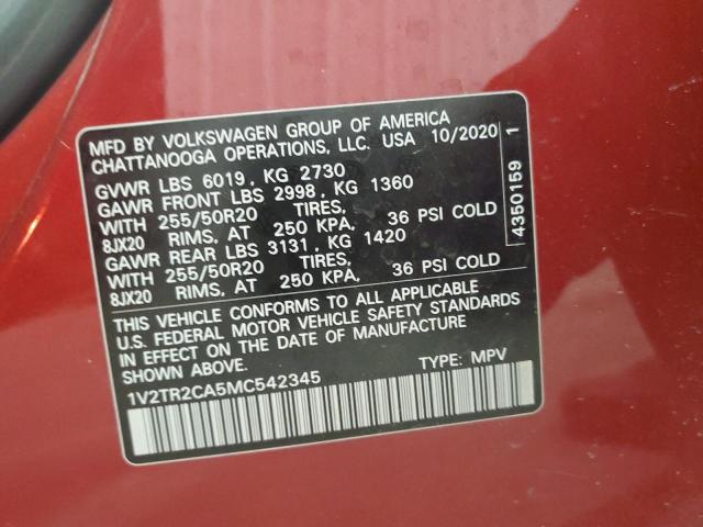 2021 VOLKSWAGEN ATLAS SEL - 1V2TR2CA5MC542345