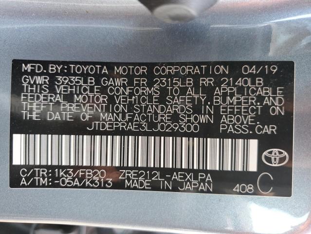 2020 TOYOTA COROLLA LE - JTDEPRAE3LJ029300
