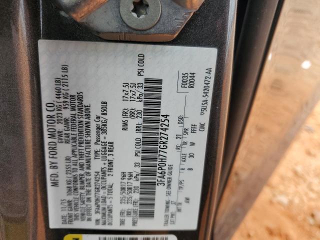 2016 FORD FUSION SE - 3FA6P0H77GR274254