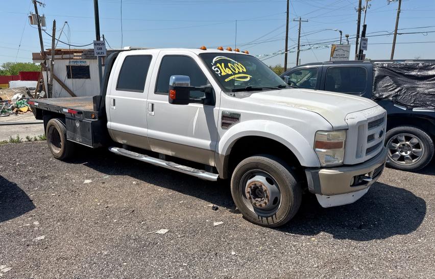 FORD F450 SUPER 2008 white crew pic diesel 1FTXW43R98EE20482 photo #1