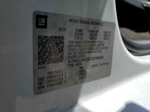2018 CHEVROLET TAHOE C150 - 1GNSCAKC0JR296669