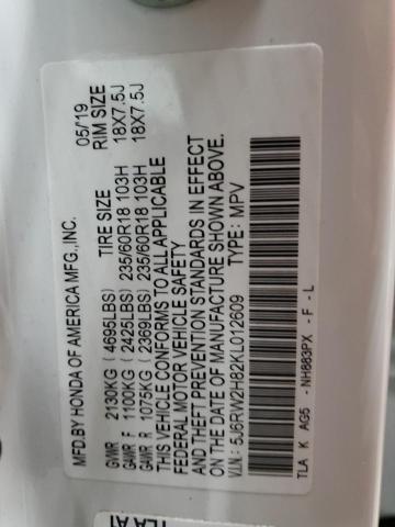 2019 HONDA CRV EXL 5J6RW2H82KL012609