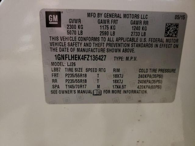 2015 CHEVROLET EQUINOX LT - 1GNFLHEK4FZ136427