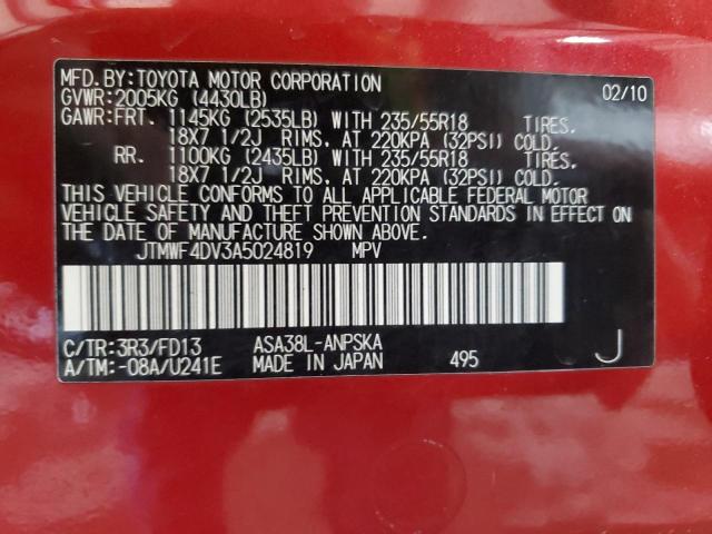 2010 TOYOTA RAV4 SPORT - JTMWF4DV3A5024819